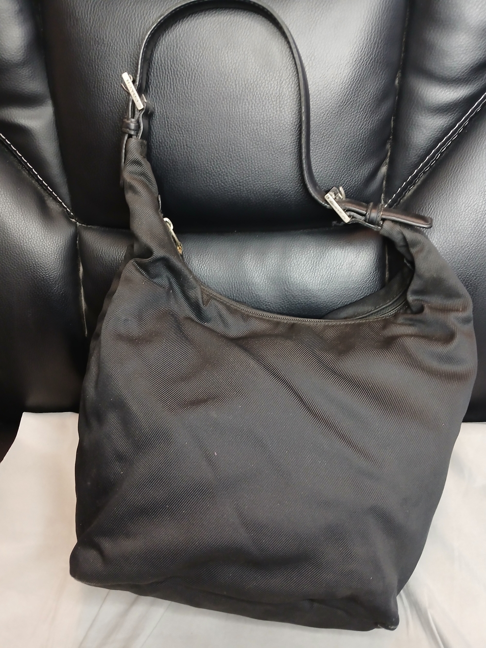 Coach Y2K Black Mercer Twill Demi Hobo Bag with Branded Plaque